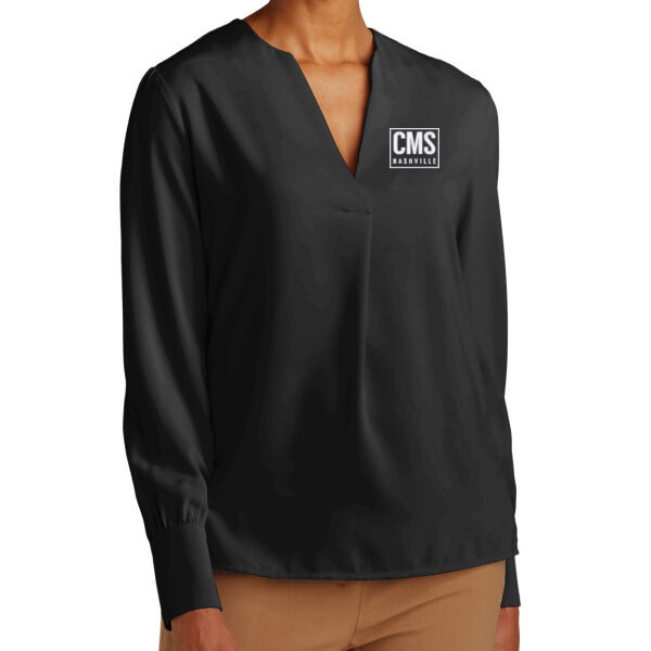 CMS - Women's Open Neck Satin Blouse Thumbnail