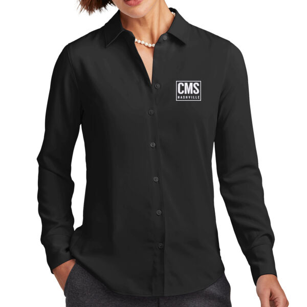 CMS - Women's Full Button Satin Blouse Thumbnail